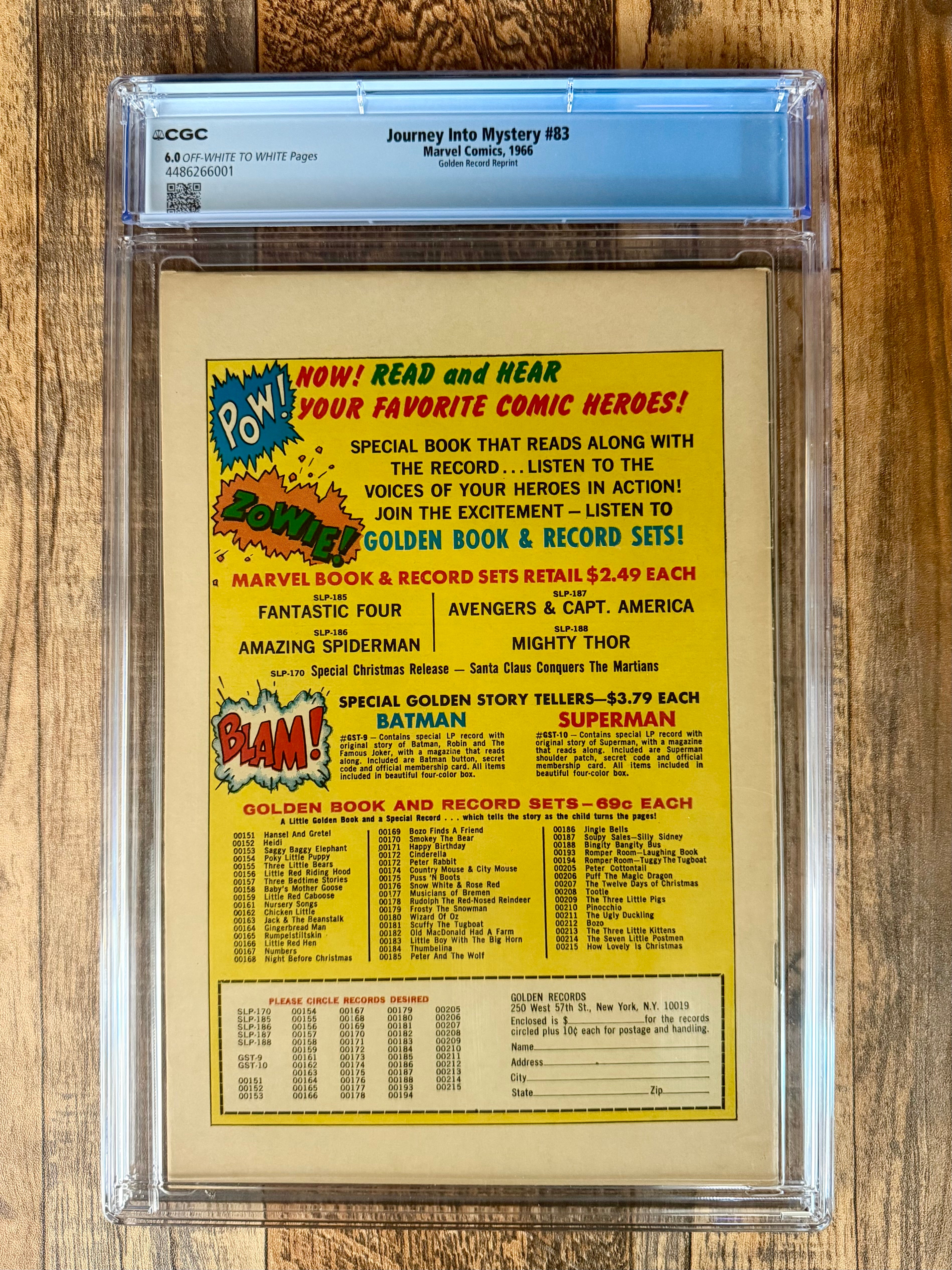 Journey Into Mystery #83 GRR CGC 6.0 (1966)